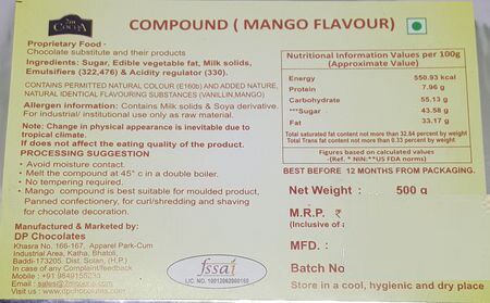 2M Mango Compound Chocolate 500gm